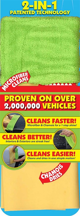 packaging 2-in-1 microfiber-chamois cleaning cloth for cars 